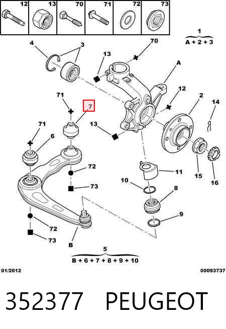 352377 Peugeot/Citroen Silentblock de brazo de suspensión delantero inferior