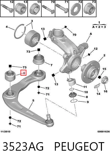 3523AG Peugeot/Citroen Silentblock de brazo de suspensión delantero inferior