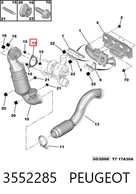 Junta de sistema de escape para Peugeot 308 SW I 4E, 4H