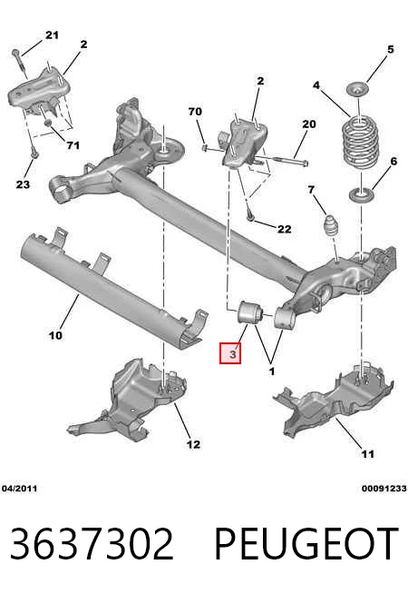 Silentblock trasero para Citroen C3 A51