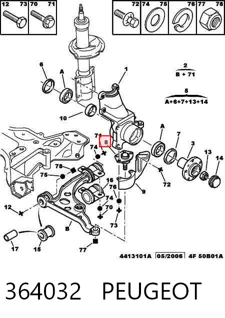 Rótula inferior de suspensión 364032 PEUGEOT