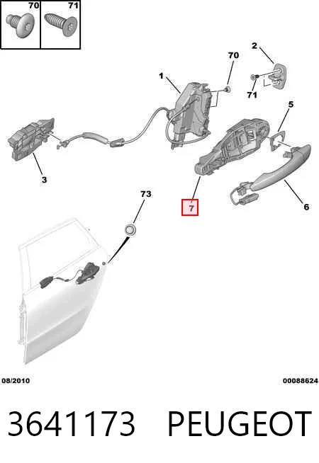 9802977180 Fiat/Alfa/Lancia Soporte de manija exterior de puerta trasera derecha