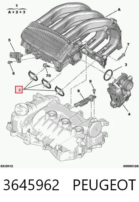 Juego de juntas, colector de admisión para Peugeot 208 I CA, CC