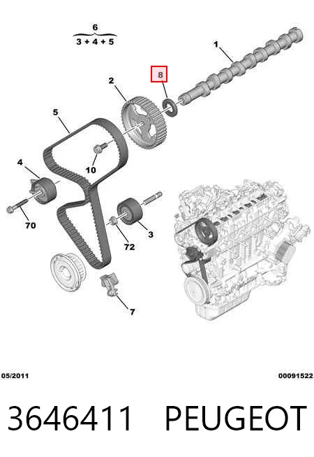 Retén de árbol de levas Citroen C4  (2006-2013)
