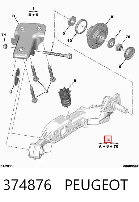 Buje para Peugeot 206 (2E, K)