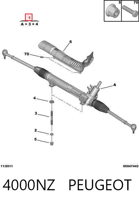 Caja de dirección Peugeot 607  (9D, 9U)