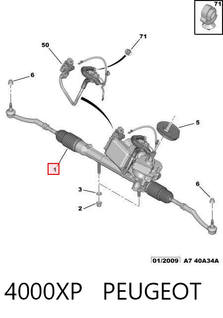 Cremallera caja de direccion para Peugeot 207  WA, WC