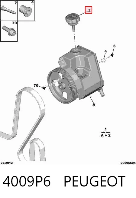 4009P6 Peugeot/Citroen Tapa del depósito de la bomba de dirección asistida