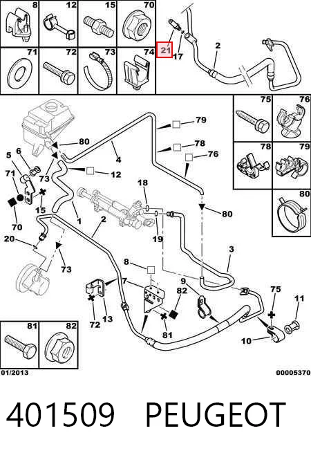 401509 Peugeot/Citroen Sensor de la bomba de dirección asistida