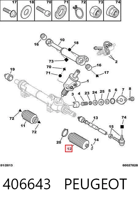 406643 Peugeot/Citroen Guardapolvo de dirección izquierdo (cremallera)