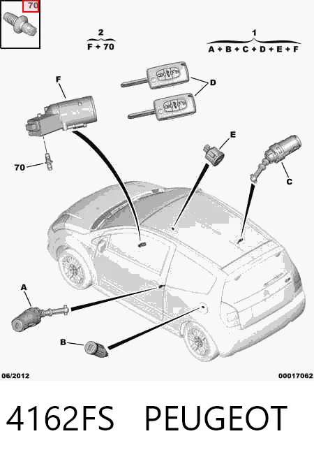 Cerradura de encendido 4162FS PEUGEOT