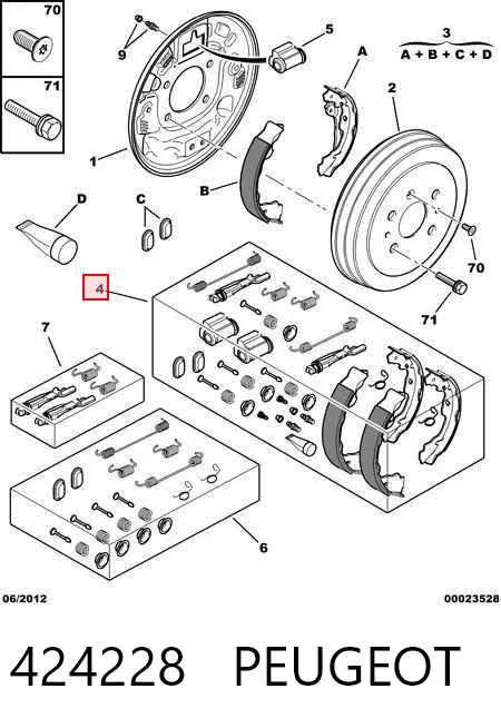Zapatas de freno de tambor traseras PEUGEOT 424228