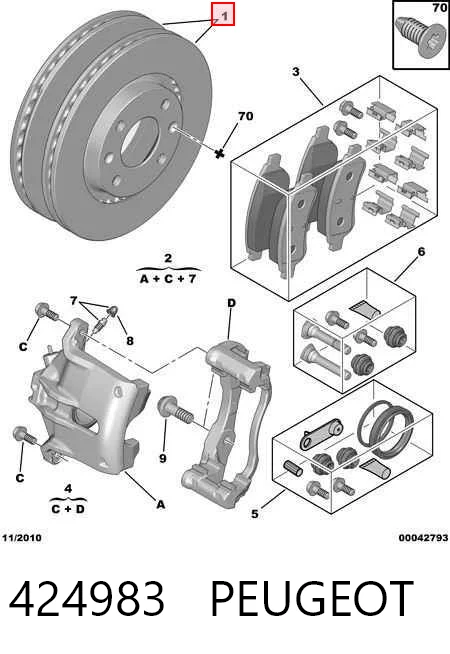 Disco de freno delantero para Citroen C2  (JM)