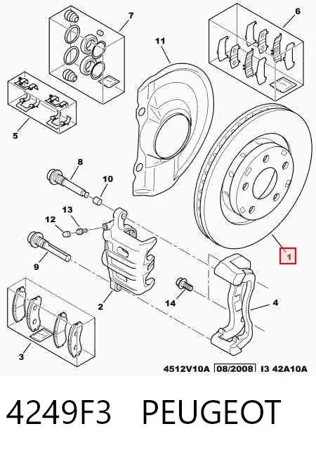 Disco de freno delantero 4249F3 PEUGEOT