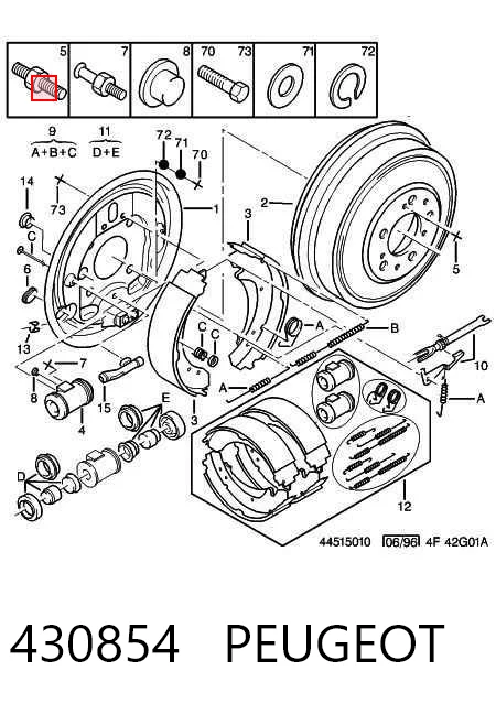 Kit de montaje de zapatas de freno traseras para Fiat Ducato 230L