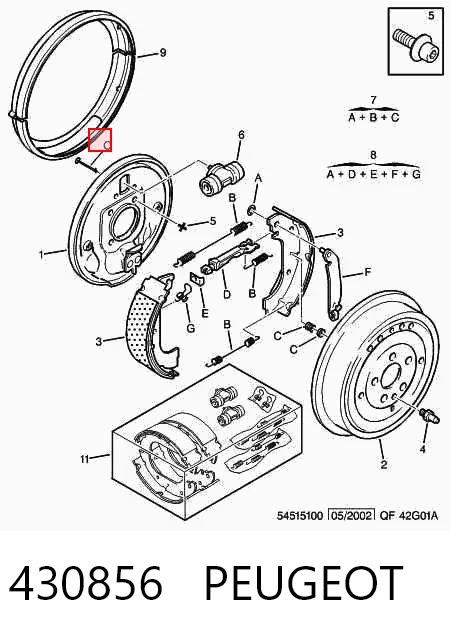 Comprar Kit de montaje de zapatas de freno traseras Peugeot Expert  224 a bajo precio