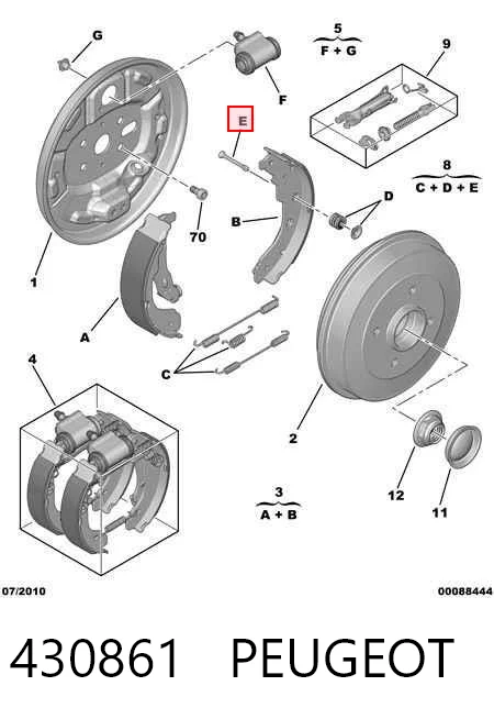Juego de montaje, zapatas de freno traseras Peugeot 406  (8B)