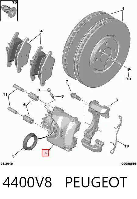 4400V8 Peugeot/Citroen Pinza de freno delantera derecha