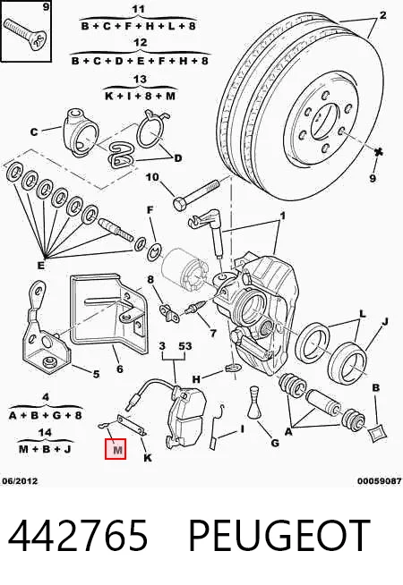 Comprar Juego de resortes de sujeción de pastillas de freno delanteras Peugeot 306  7A a bajo precio
