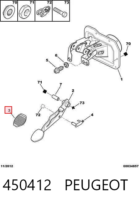 450412 Peugeot/Citroen Cubierta de pedal de freno