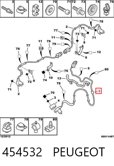 454532 Peugeot/Citroen Sensor de rueda abs