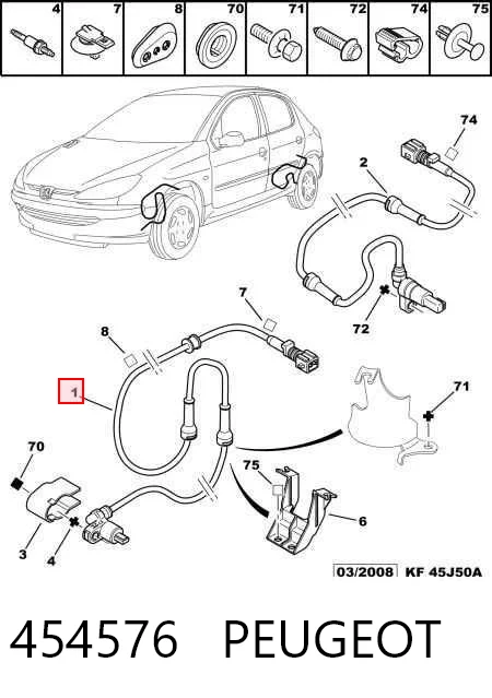 Precio del repuesto Sensor ABS delantero 206  familiar