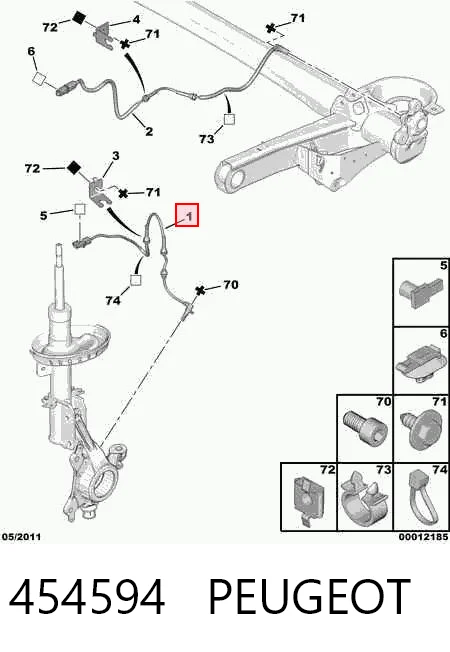 454594 Peugeot/Citroen Sensor revoluciones de la rueda, delantero izquierdo