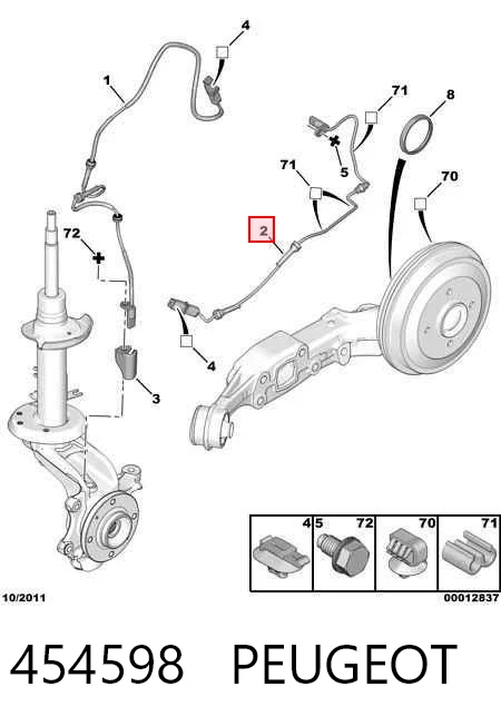 454598 Peugeot/Citroen Sensor de freno, trasero