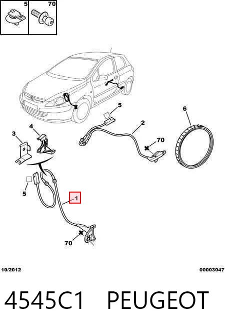 4545C1 Peugeot/Citroen Sensor de rueda abs