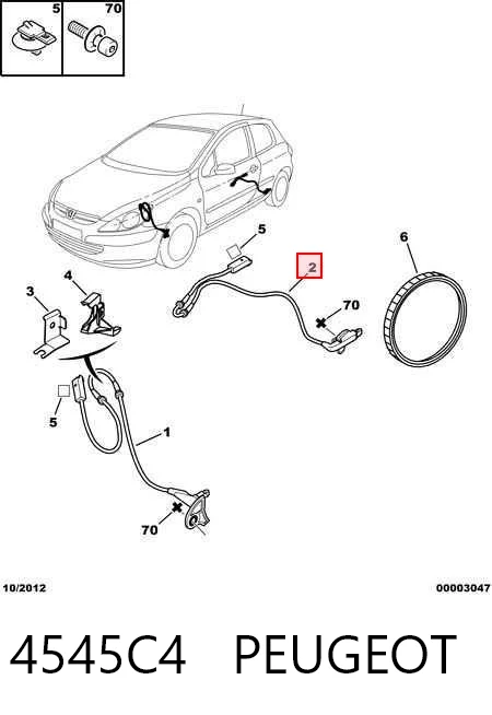4545C4 Peugeot/Citroen Sensor ABS, rueda trasera