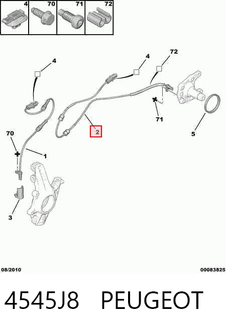 4545J8 Peugeot/Citroen Sensor de freno, trasero