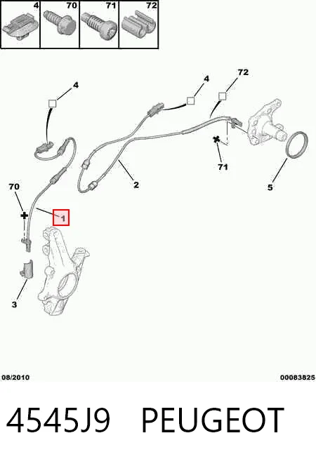 4545J9 Peugeot/Citroen Sensor de rueda abs