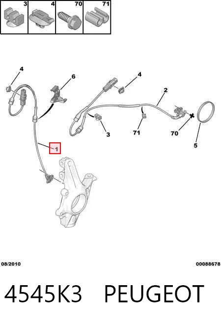 4545K3 Peugeot/Citroen Sensor de rueda abs