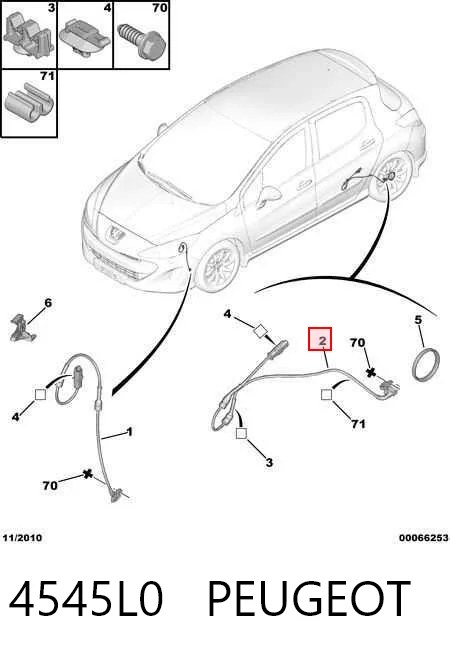 4545L0 Peugeot/Citroen Sensor de freno, trasero