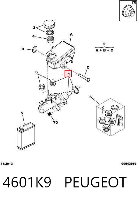 Bomba de freno 4601K9 PEUGEOT