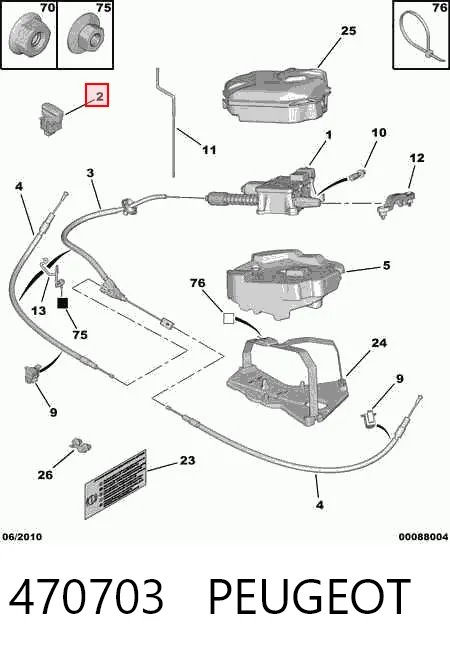 470703 Peugeot/Citroen Interruptor del freno de estacionamiento electromecánico