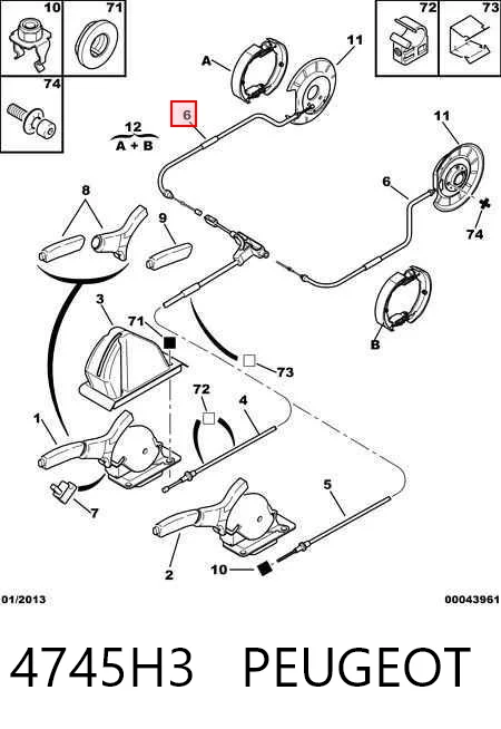 Comprar Cable de freno de mano trasero izquierdo Peugeot 406  8B a bajo precio
