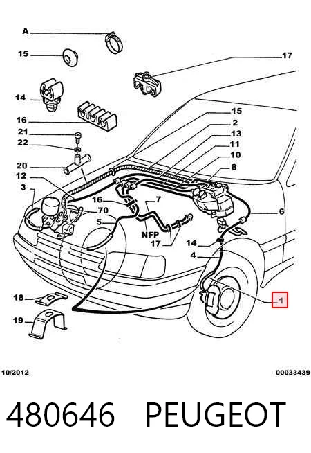 Tubo flexible de frenos delantero 405 II sedán (1992-1995) original desde 11,90 €