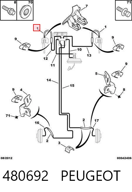 Tubo flexible de frenos delantero Peugeot 206  (2E, K)