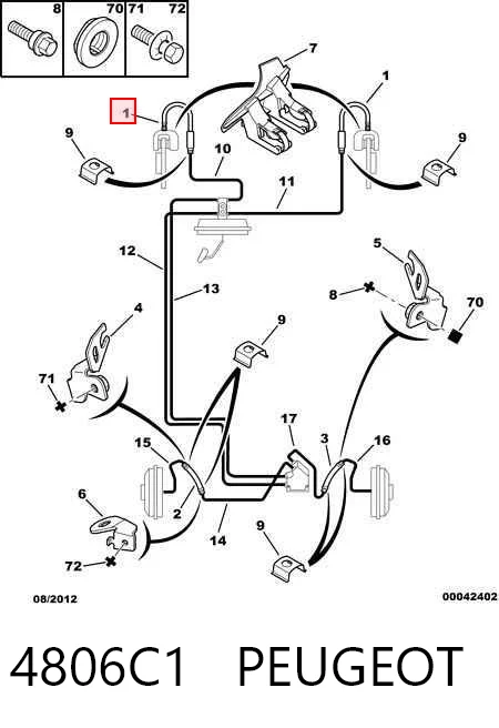 Tubo flexible de frenos delantero Peugeot 206 (2E, K)