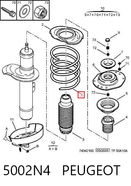Muelle delantero para Peugeot Partner 5F