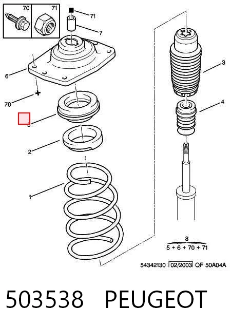Rodamiento de soporte del amortiguador delantero 503538 PEUGEOT