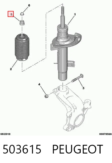 503615 Peugeot/Citroen Tuerca del vástago del amortiguador delantero