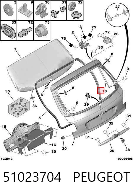 Amortiguador de maletero Peugeot 206  desde 14,40 €