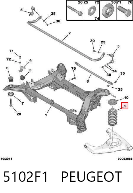 Muelle de suspensión para Peugeot 607  (9D, 9U)