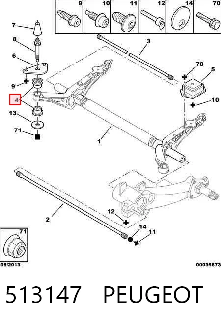 513147 Peugeot/Citroen Silentblock del puente trasero