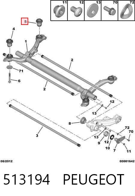 513194 Peugeot/Citroen Silentblock del puente trasero