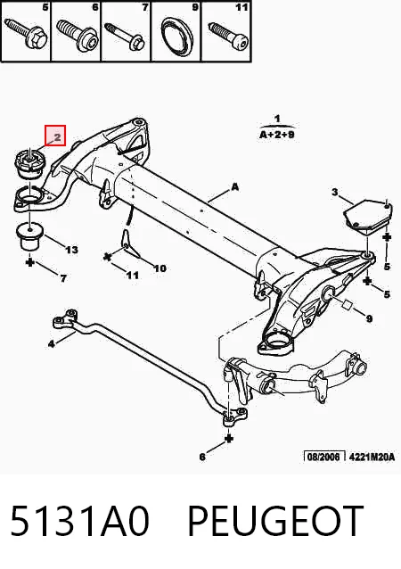 Silentblock del puente trasero Citroen C5  (2001-2004)