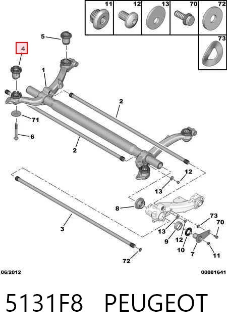 5131F8 Peugeot/Citroen Silentblock del puente trasero