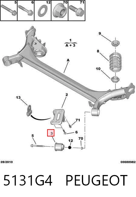silentblock del eje trasero para Peugeot 308 I (4A, 4C)